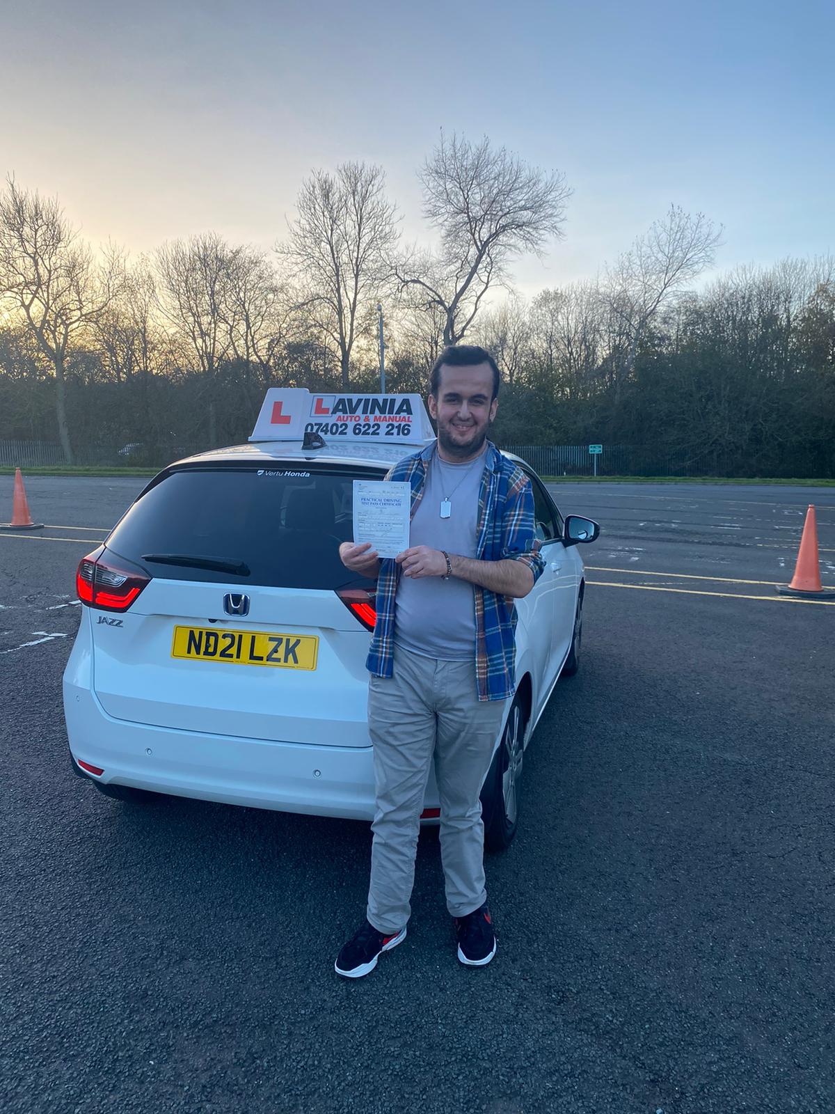 Happy student SC who passed driving test Newcastle